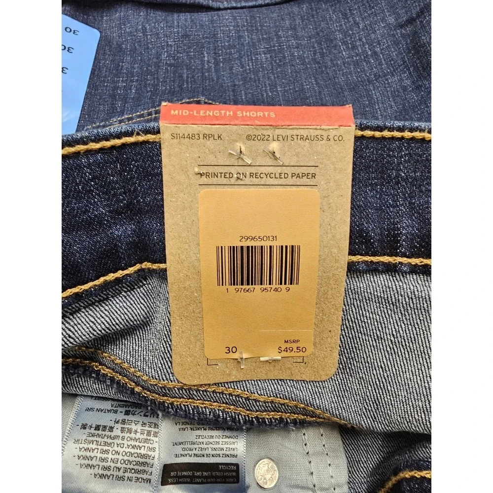 Levi's Womens Mid Length Shorts Blue Cotton Blend Casual Size 30